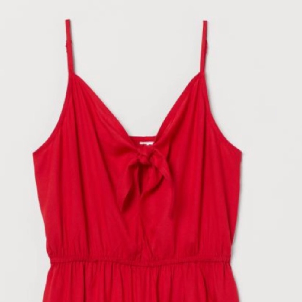 NEW H&M Red-Tie Front Dress - Picture 2 of 8